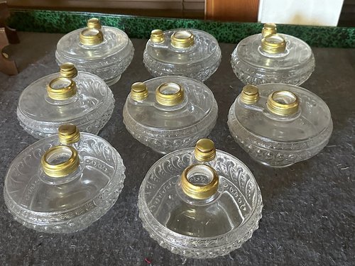 Eight Matched Antique OilLamp Fonts New Old Stock