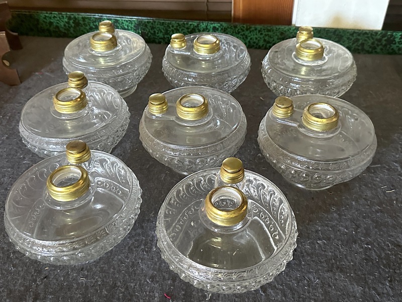 Eight Matched Antique OilLamp Fonts New Old Stock