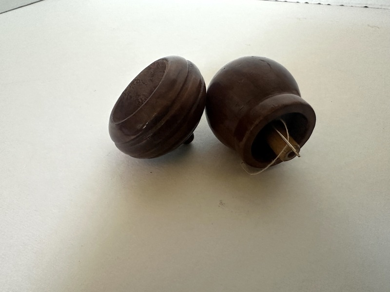 Early Lignum Vitae Treen Acorn Sewing Spool Hold