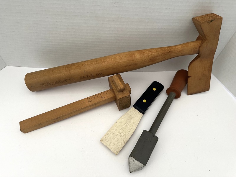 Four Early Artfully Done Handmade Wooden Tools