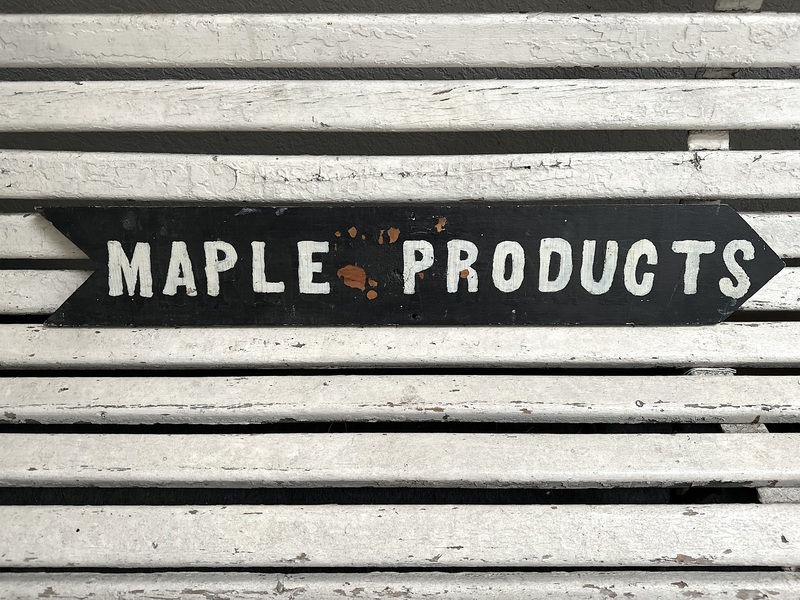 Vintage Wood Maple Products Painted Sign Vermont