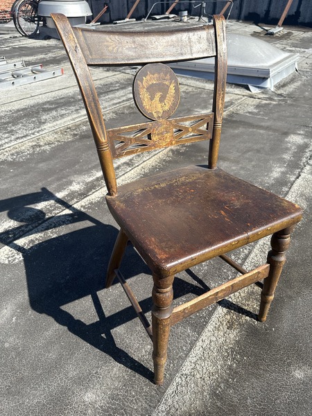 Important Early American Painted Thumback Chair