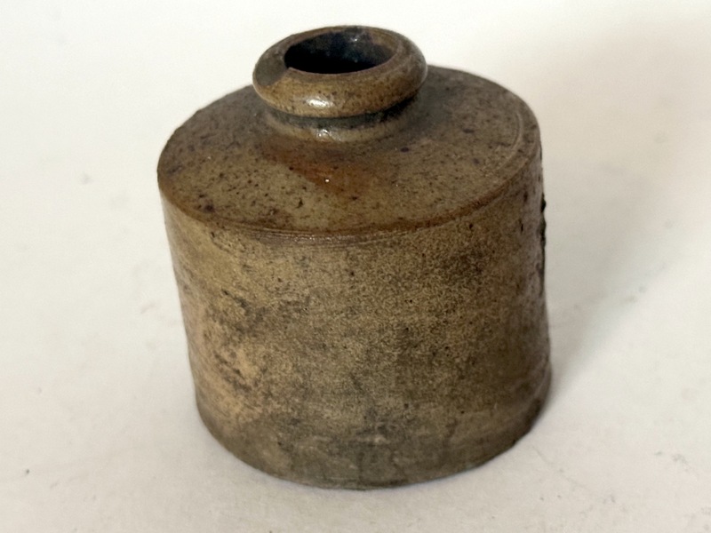Early Miniature Stoneware Inkwell
