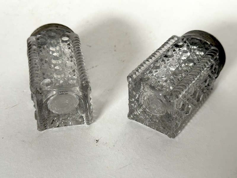 Early Pressed Pattern Glass Pair of Salt & Peppers