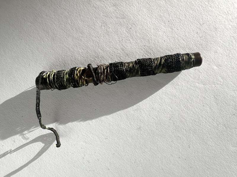 Antique Needle Case Brass with Fabric Overlay 1880