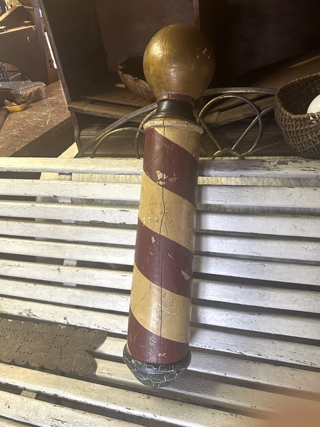 Late 19th C Wood Barbers Trade Sign Great Paint