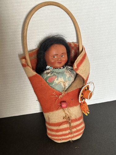 Vintage Papoose Skookum Indian Doll Well Decorated