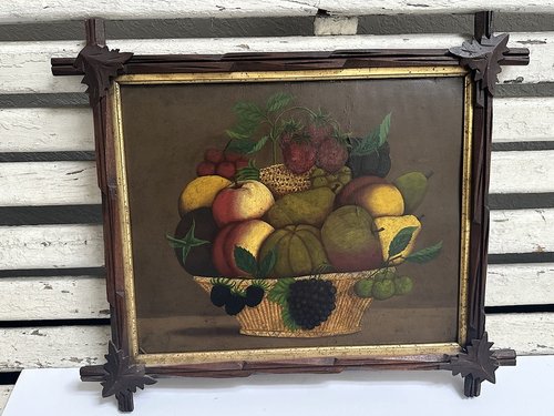 Period American Folkart Still life Oil Painting