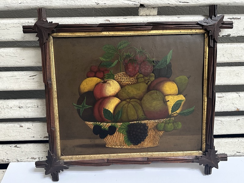 Period American Folkart Still life Oil Painting