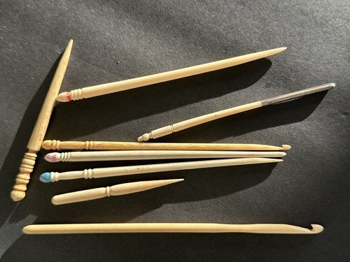Eight Bone Crochet and Sewing Tools 19th C