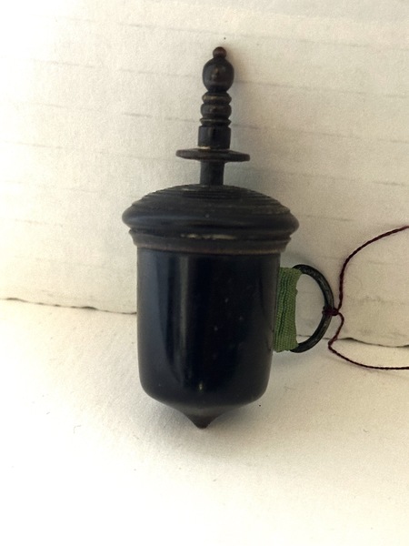 1870s Acorn Form Gutta Percha Treen Sewing Tape