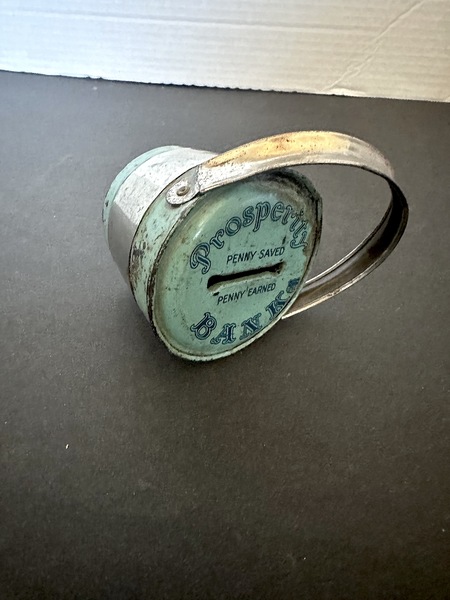 Robins Egg Blue Tin Prosperity Bank J Chien Toy