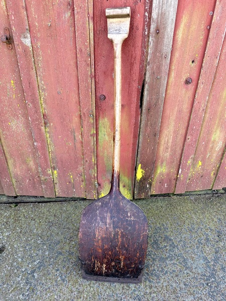 Early Hand Done Wood & Iron Primitive Snow Shovel