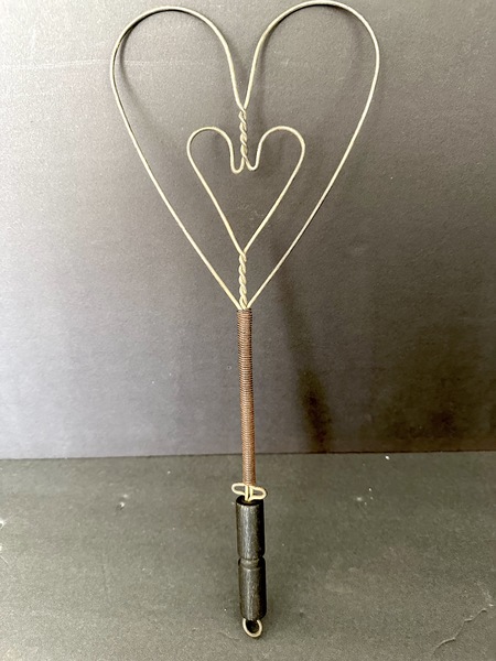 Old Wirework Double Heart Rug Beater C 1900