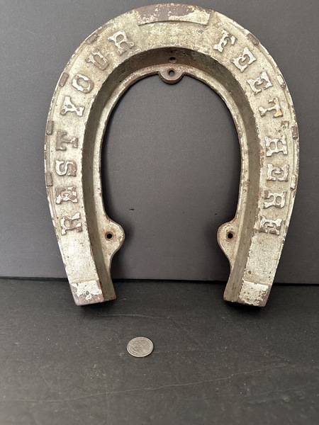 Antique Cast Iron Rest Your Feet Here Painted Sign