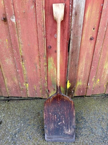 Early Hand Done Wood & Iron Primitive Snow Shovel