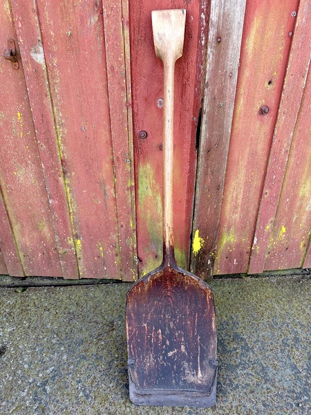 Early Hand Done Wood & Iron Primitive Snow Shovel