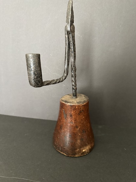 18th C Rushlight from Vermont Wood Base Nice