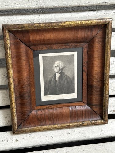 Colonial Geo Washington Engraving in Federal Frame