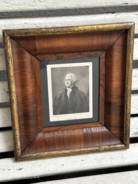 Colonial Geo Washington Engraving in Federal Frame