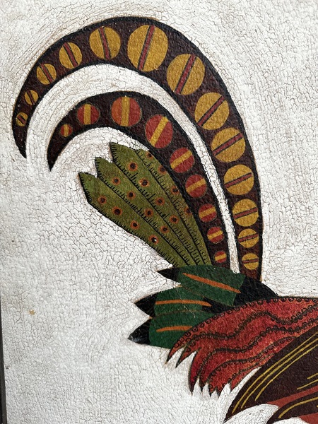 Old Folk Art Rooster Painting in Penn Dutch Style