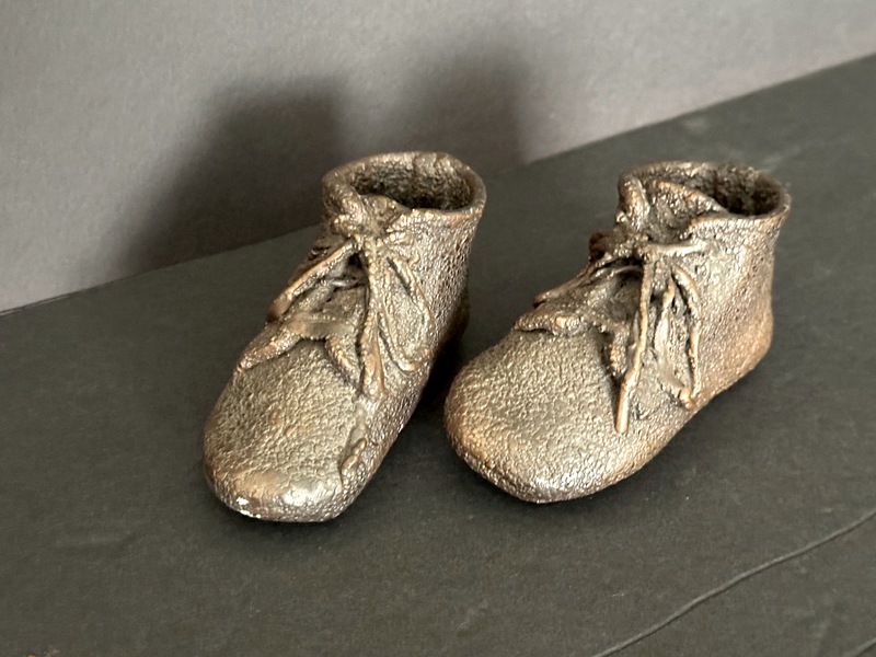 Pair of Old Copper Plated Baby Shoes Nice Patina