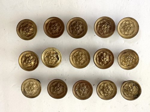 15 Sheraton Period Decorated Brass Drawer Pulls
