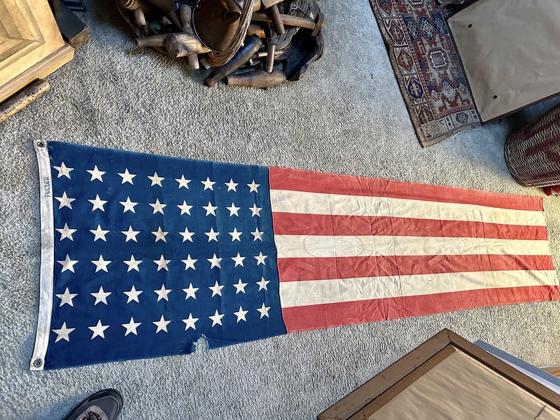 100 Year Old 48 Star US Ships Flag Long and Skinny