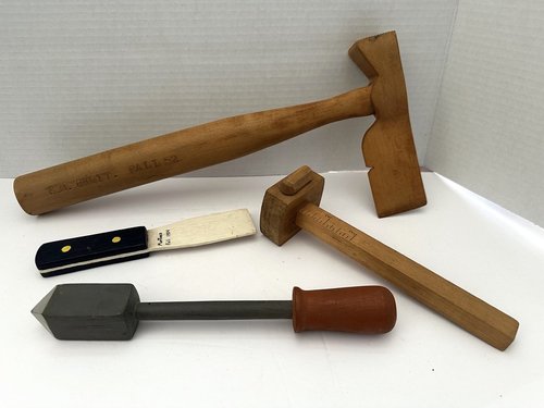 Four Early Artfully Done Handmade Wooden Tools