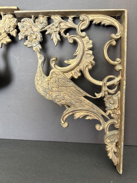 Pair of Phoenix Bird 1860 Cast Iron Shelf brackets