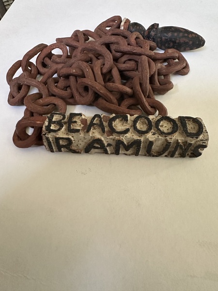 Wood Folk Art 54" Inscribed Texas Painted Chain