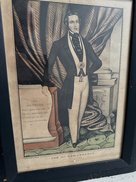 Framed N Currier Son of Temperance 1848 Lithograph