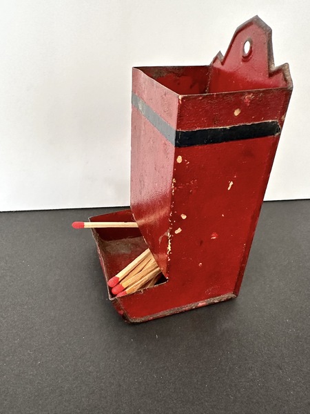 Old Red Paint Fireplace Match Holder Great Patina