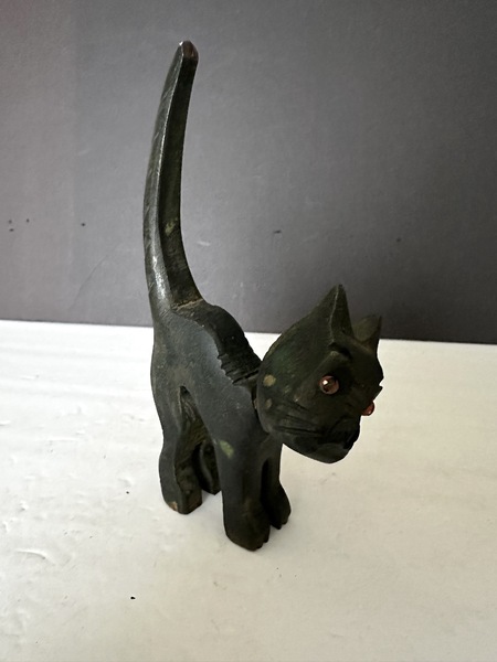 Vintage Wood Halloween Articulated Black Cat