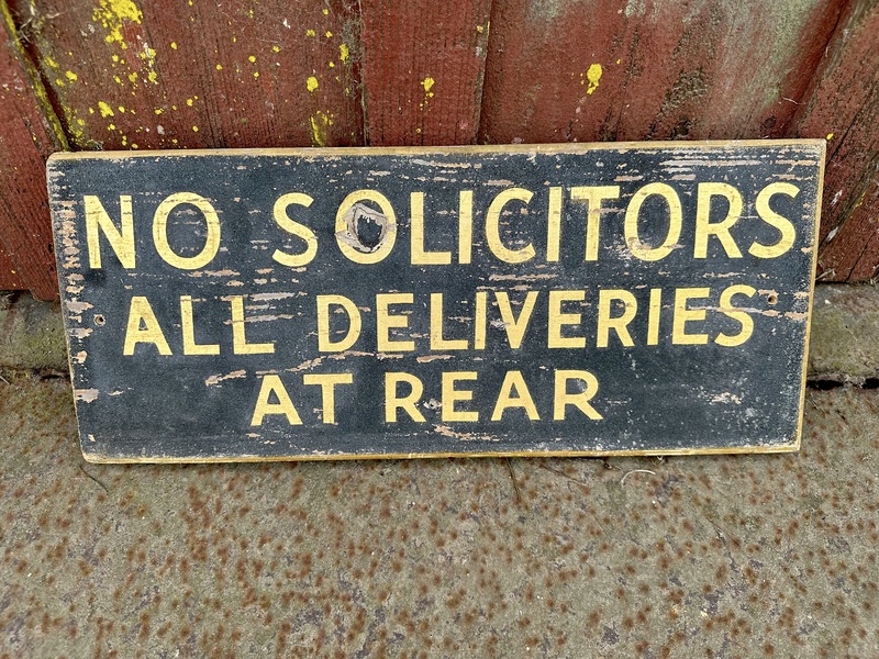 Early Small Painted Sandpaper Wood Sign