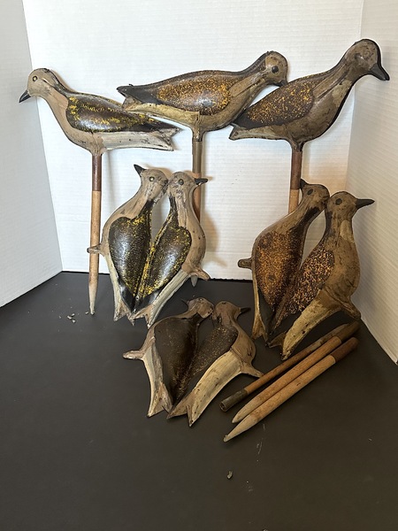 Boxed Set Vintage Tinnie Shorebird Decoys 1874