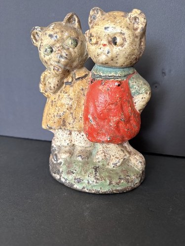 Vintage Hubley Cast Iron Little Kitties Doorstop