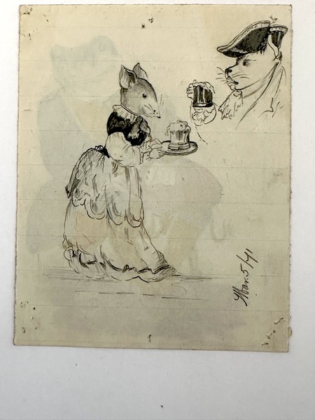 1871 Double sided WC Painting Frog and Mouse And