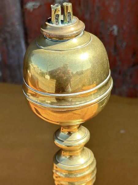 Fine Form 1830s Brass 19th C Whale Oil Lamp