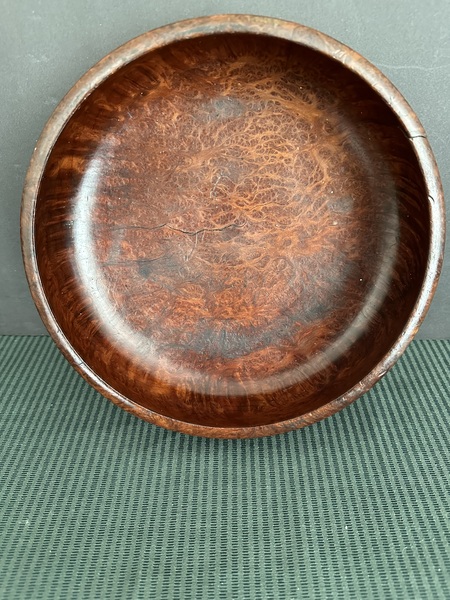 10 inch Beautiful Early Turned Walnut Burl Bowl NH