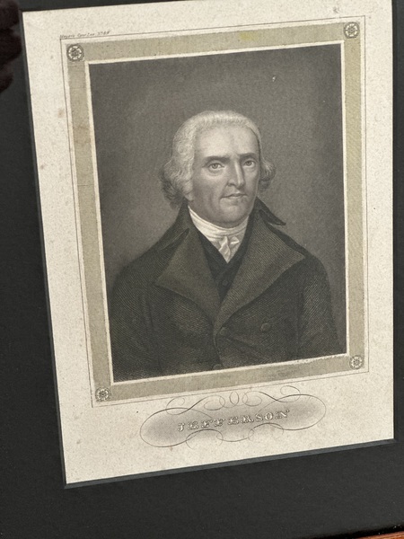 Early Engraving Thos. Jefferson in Georgian Frame