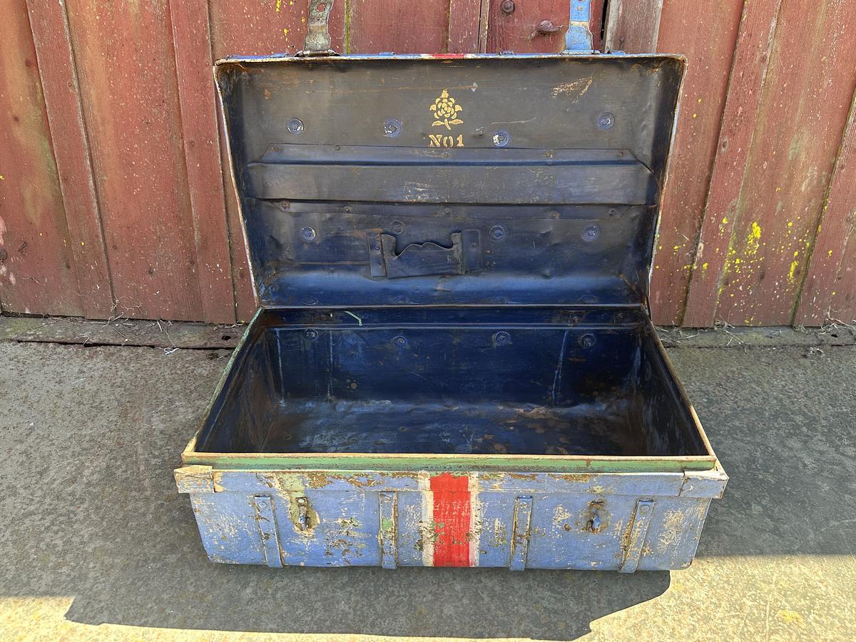 Early Painted Iron Security Chest W Union Jack