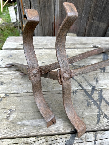 Pair of Colonial Rat Tail Blacksmith made Andirons