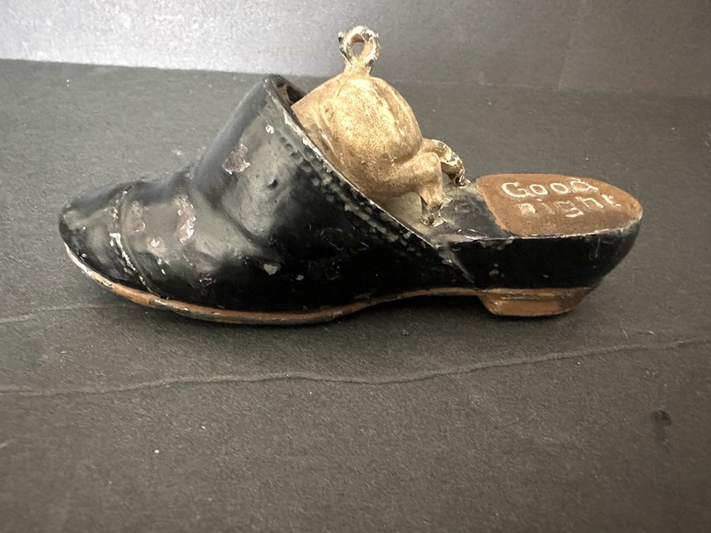 Old Painted Pig in a Clog Shoe Sewing Tool C 1900