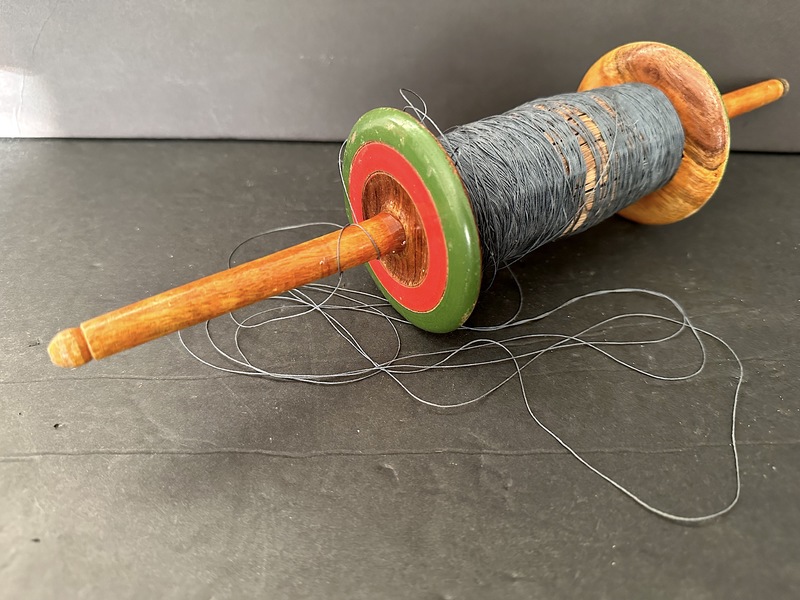 Old Treen Painted Kite Flying Spool