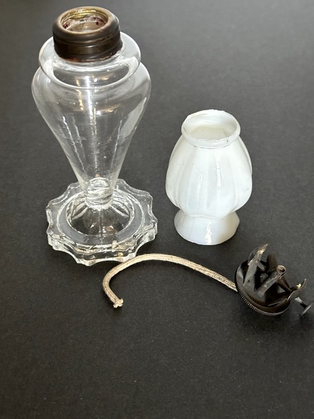 American 19th C Sandwich Whale Oil Lamp complete