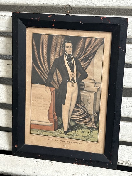 Framed N Currier Son of Temperance 1848 Lithograph