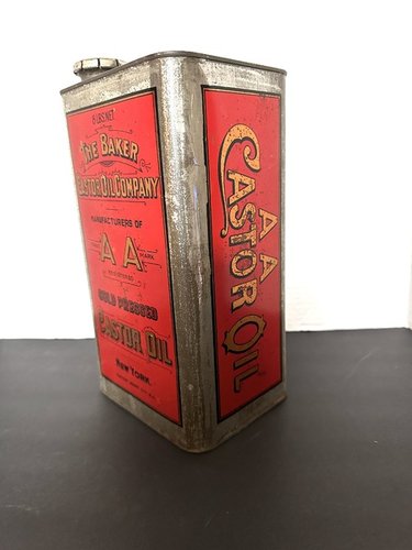 Early Paint Vintage Cond Bakers 8Lb Castor Oil Can