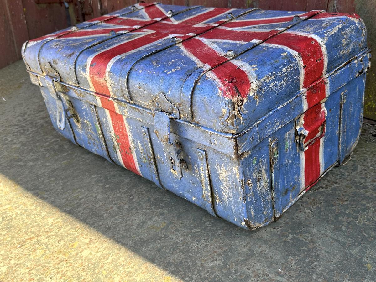 Early Painted Iron Security Chest W Union Jack
