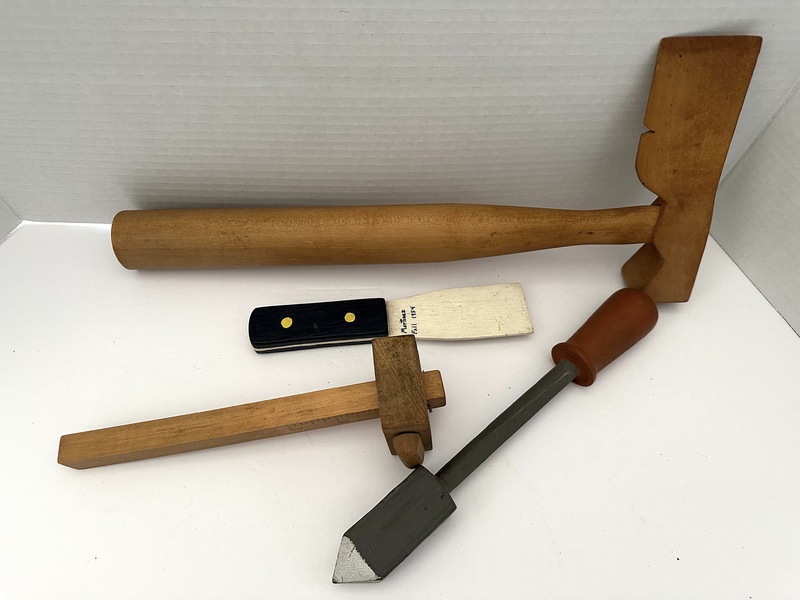 Four Early Artfully Done Handmade Wooden Tools